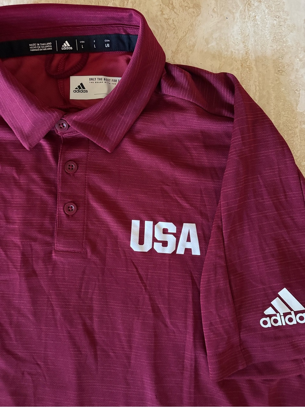 NWT adidas Large Men’s USA  GameMode Polo in Burgundy and White